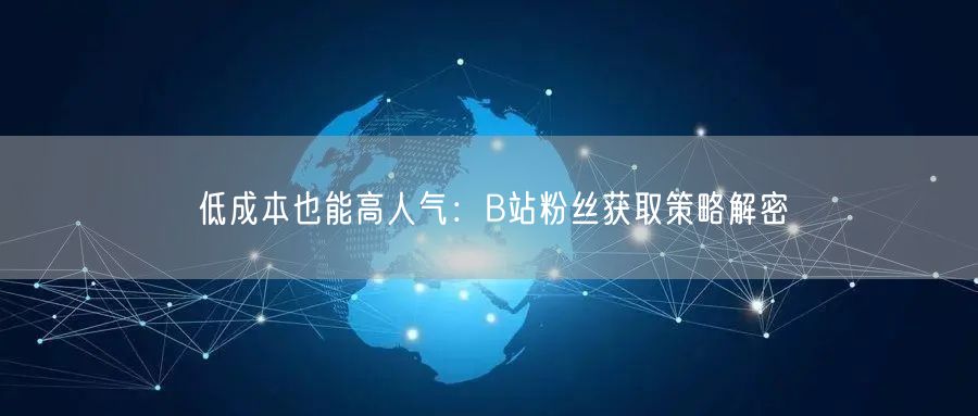 低成本也能高人气：B站粉丝获取策略解密