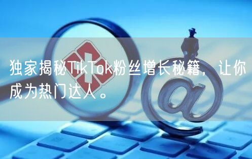 独家揭秘TikTok粉丝增长秘籍，让你成为热门达人。
