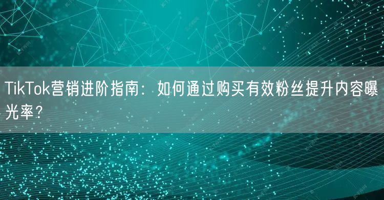TikTok营销进阶指南：如何通过购买有效粉丝提升内容曝光率？