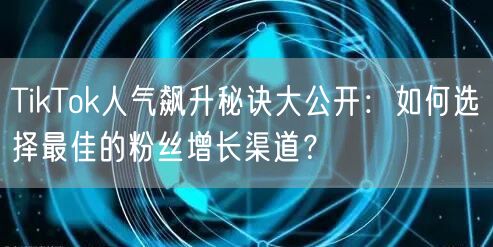 TikTok人气飙升秘诀大公开：如何选择最佳的粉丝增长渠道？